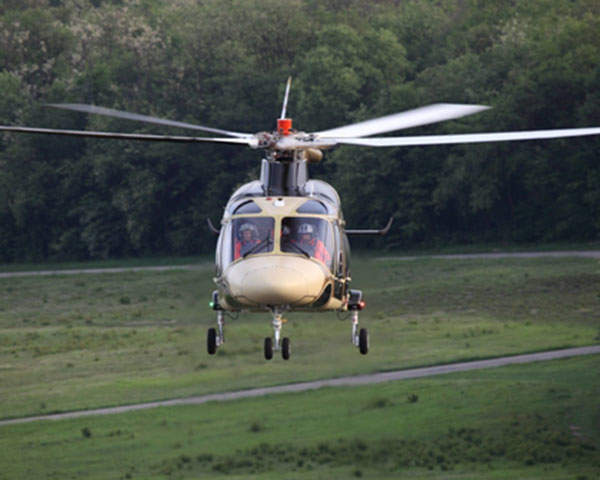 A front view of the AgustaWestland AW169 helicopter.