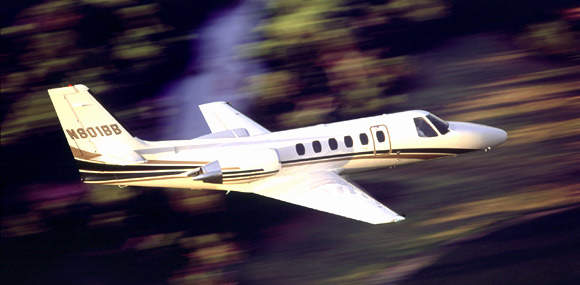 The Citation Bravo flies to an altitude of 13,216m (45,000ft) and carries up to seven passengers.